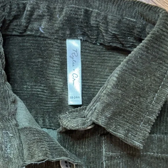 Rylee + Cru Forest Green Corduroy shirt, 18-24 months - Picture 3 of 4